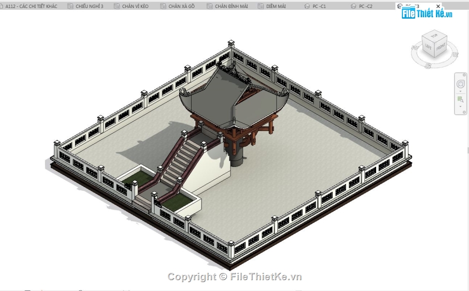 chùa một cột Revit,Model chùa một cột,Revit chùa một cột,File revit chùa một cột
